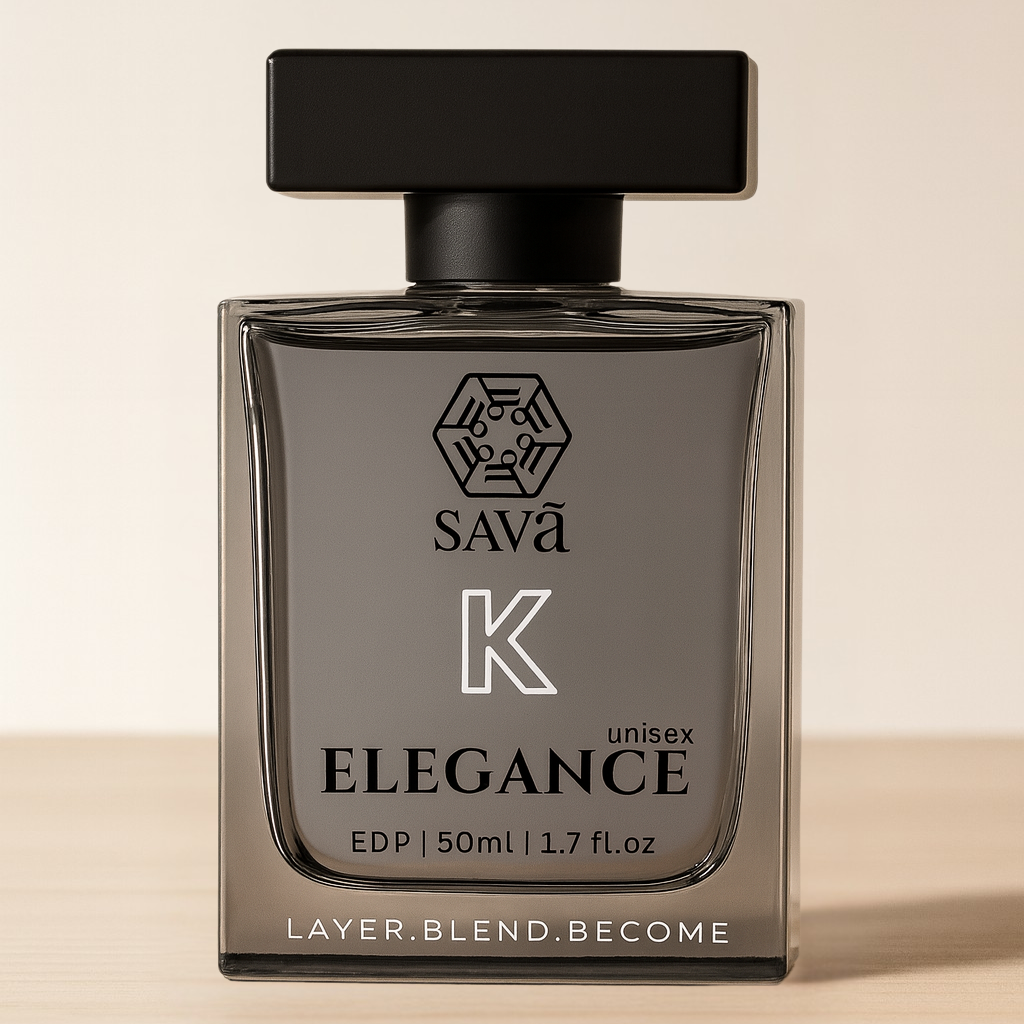Key perfume bottle labeled 'ELEGANCE' by SAVA